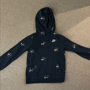 Nike Kids Blue and Tan Logo Hoodie